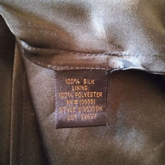 Vintage Donna Ricco Hunter Green Baby Doll Style Beaded Waist Silk Dress - Picture 6 of 8